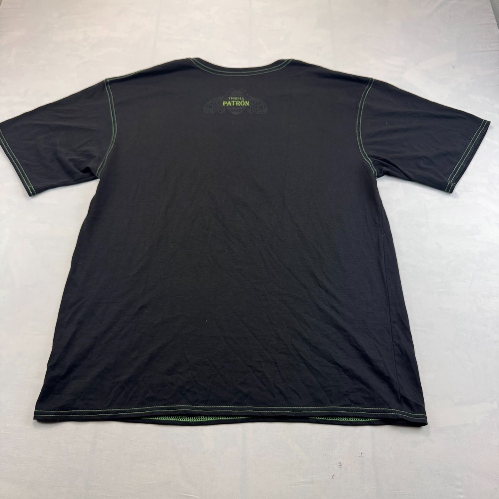 Tequila Patron T-Shirt Mens XL Black Lime Green Contrast Stitching Graphic Tee